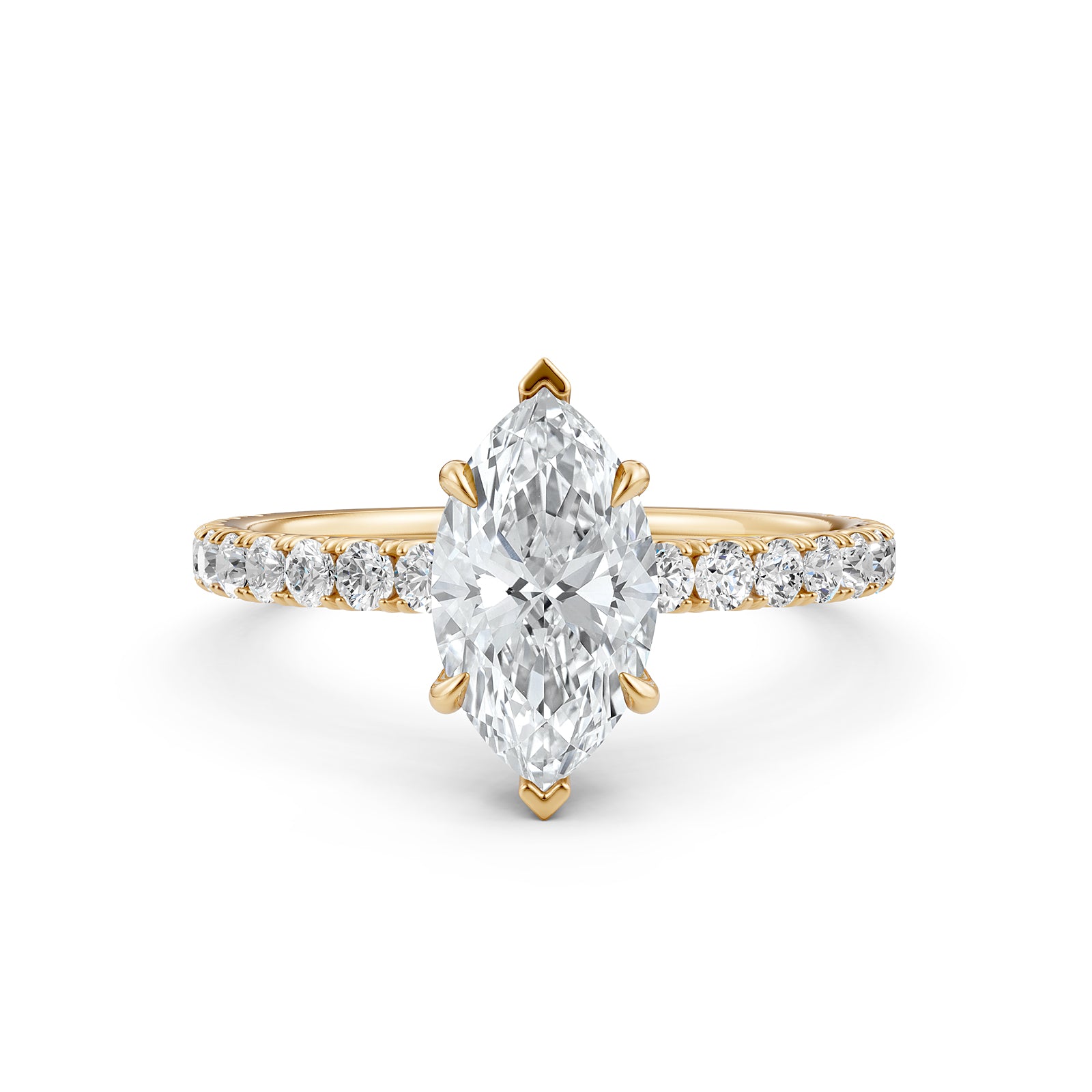 Marquise Lab Grown Diamond Engagement French U Cut Pave Setting Ring