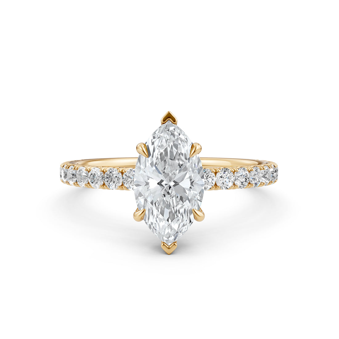 Marquise Lab Grown Diamond Engagement French U Cut Pave Setting Ring