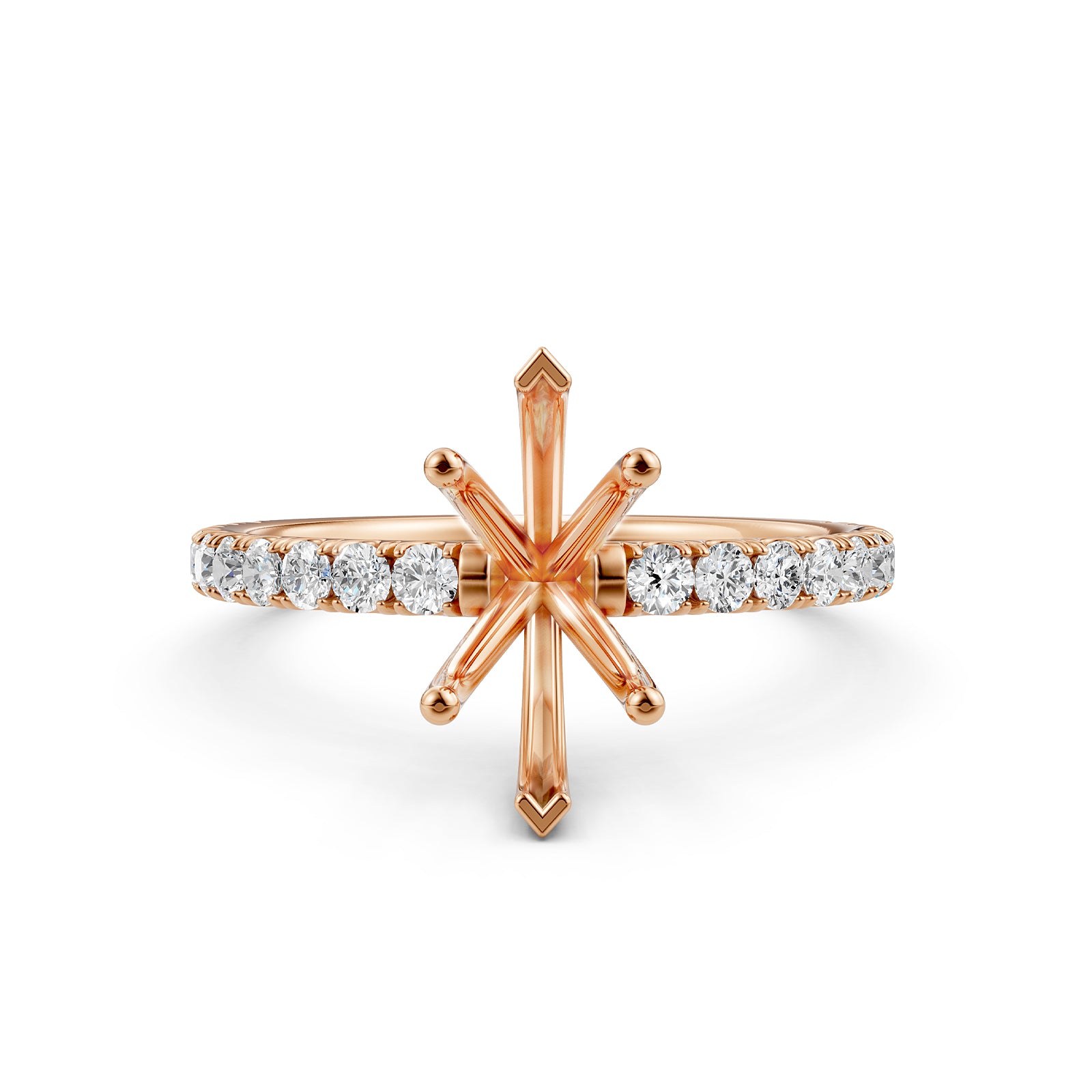 Round Lab Grown Diamond Engagement Prong Setting Ring Semi Mount 0.47 Ct.