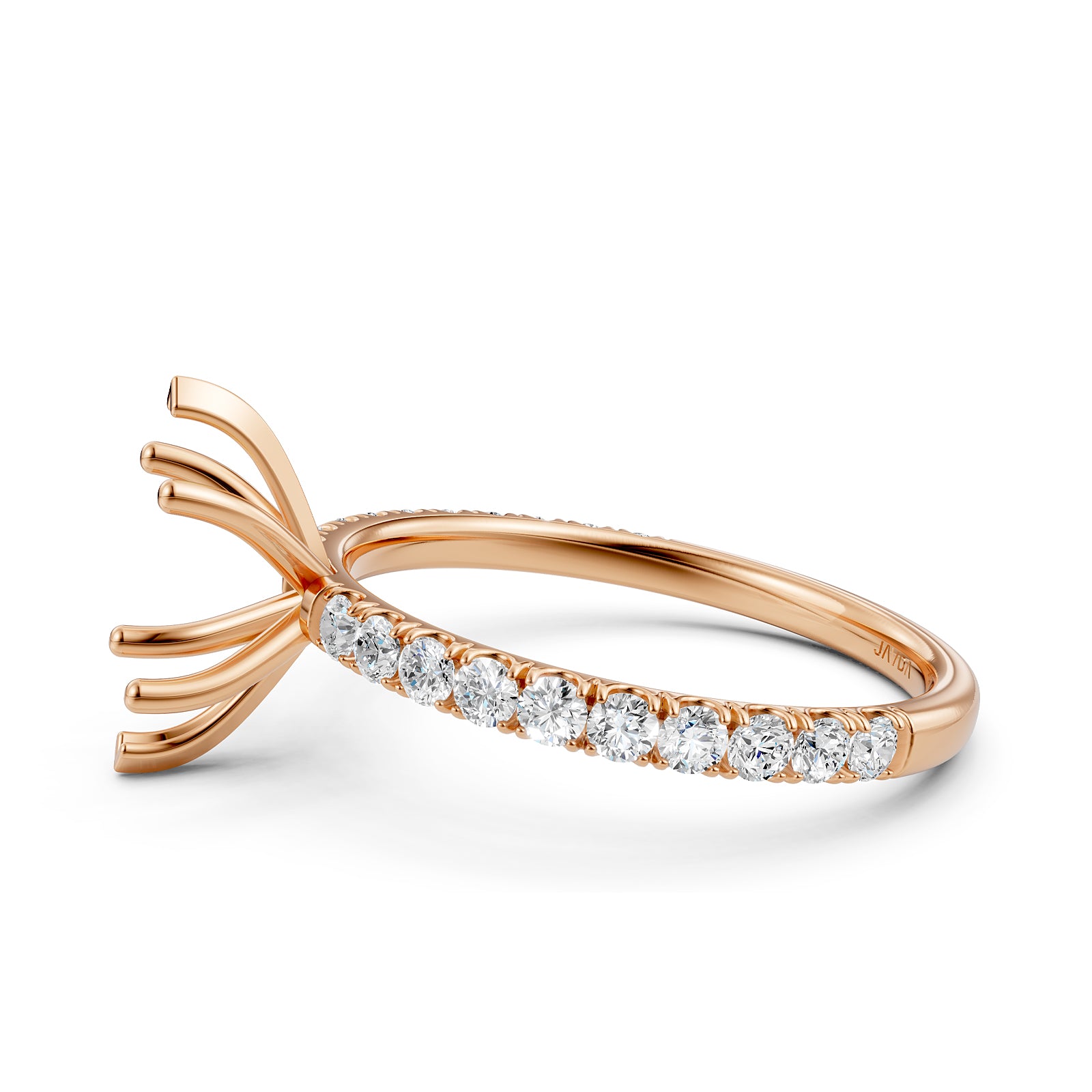 Round Lab Grown Diamond Engagement Prong Setting Ring Semi Mount 0.47 Ct.