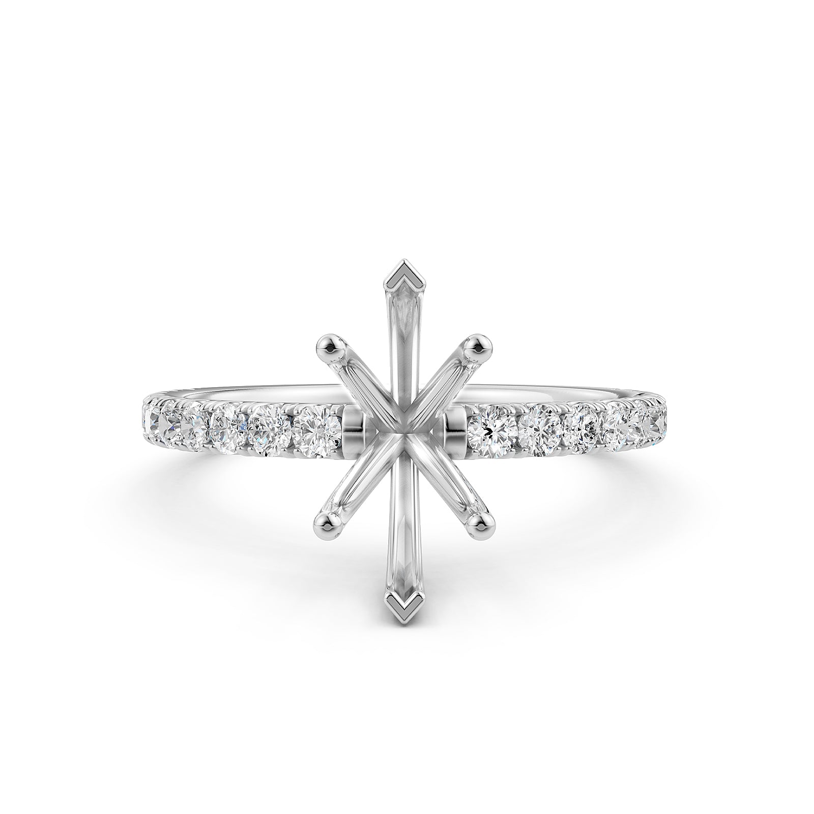 Round Lab Grown Diamond Engagement Prong Setting Ring Semi Mount 0.47 Ct.