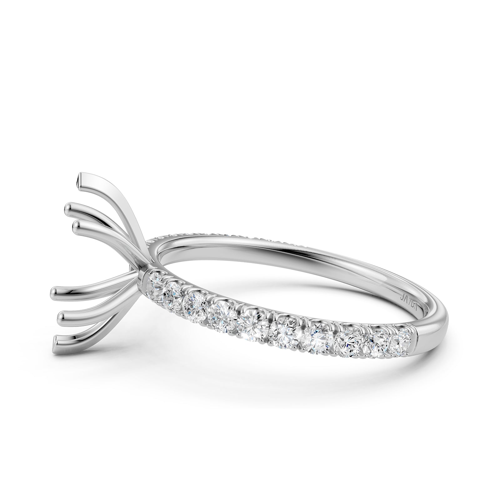 Round Lab Grown Diamond Engagement Prong Setting Ring Semi Mount 0.47 Ct.