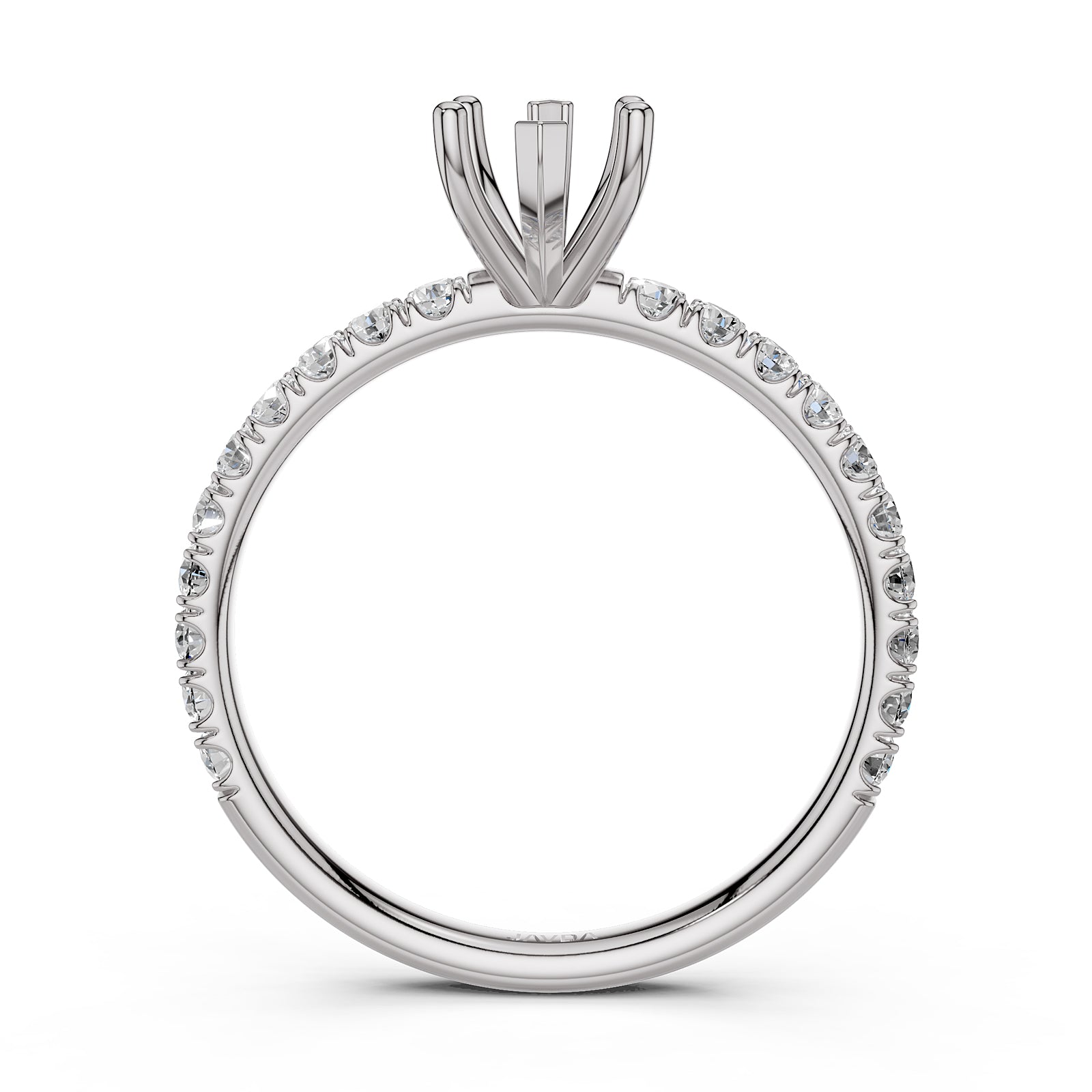 Round Lab Grown Diamond Engagement Prong Setting Ring Semi Mount 0.47 Ct.