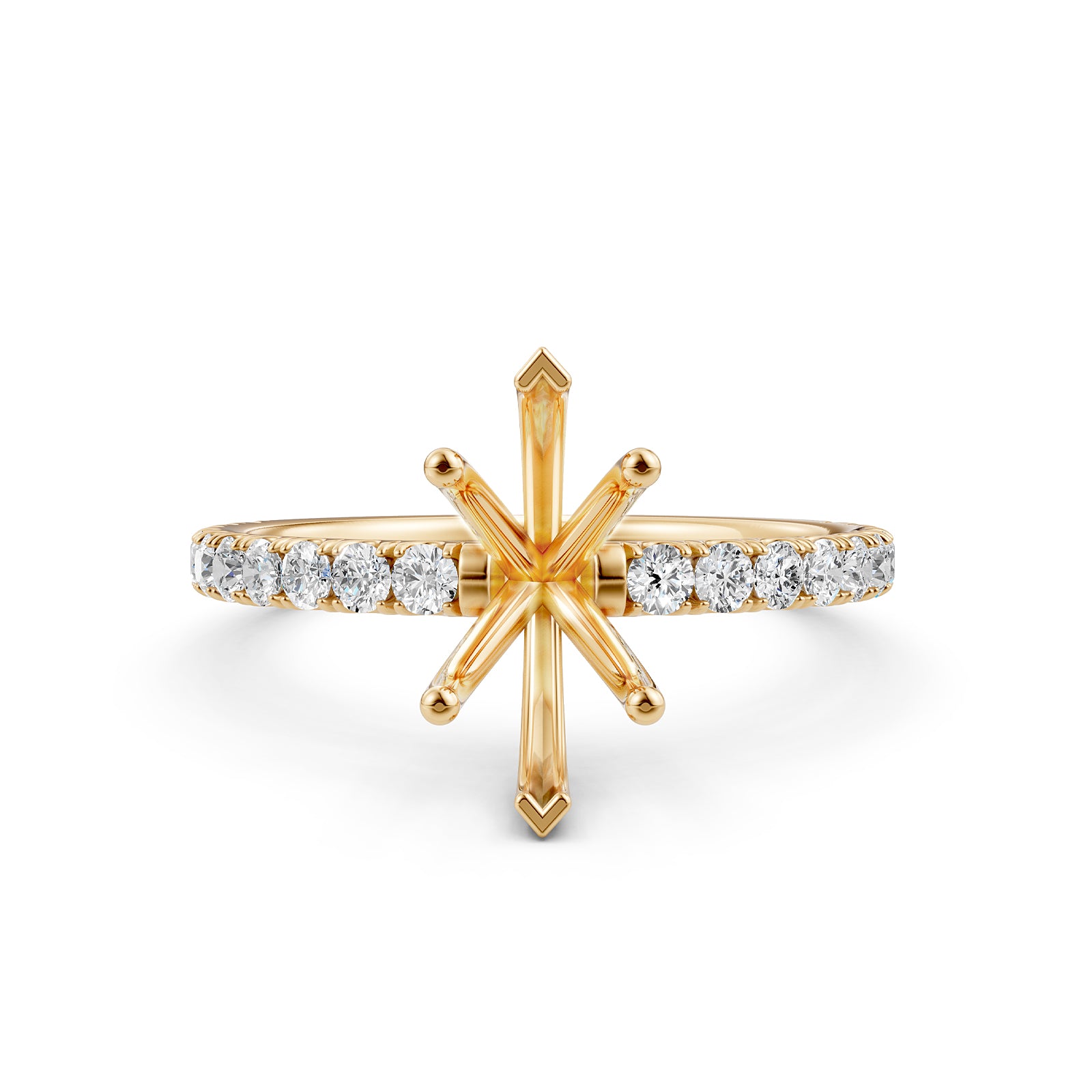 Round Lab Grown Diamond Engagement Prong Setting Ring Semi Mount 0.47 Ct.