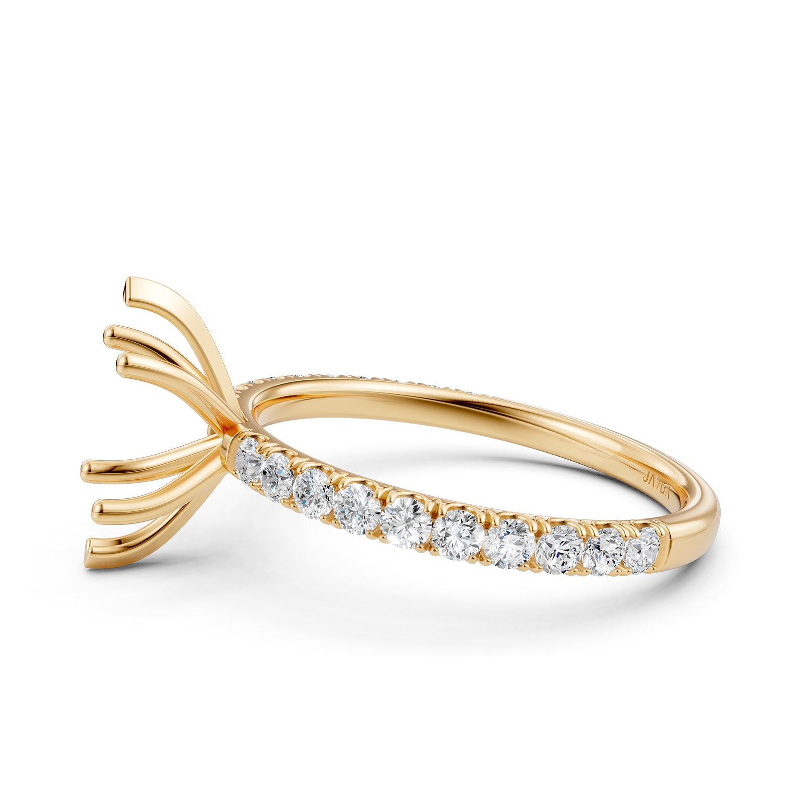 Round Lab Grown Diamond Engagement Prong Setting Ring Semi Mount 0.47 Ct.