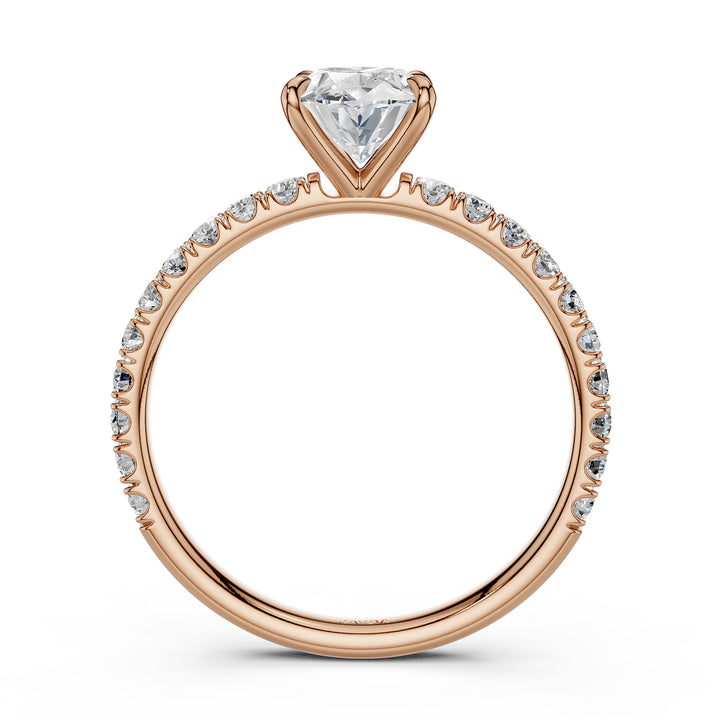 Oval Lab Grown Diamond Engagement French U Cut Pave Setting Ring