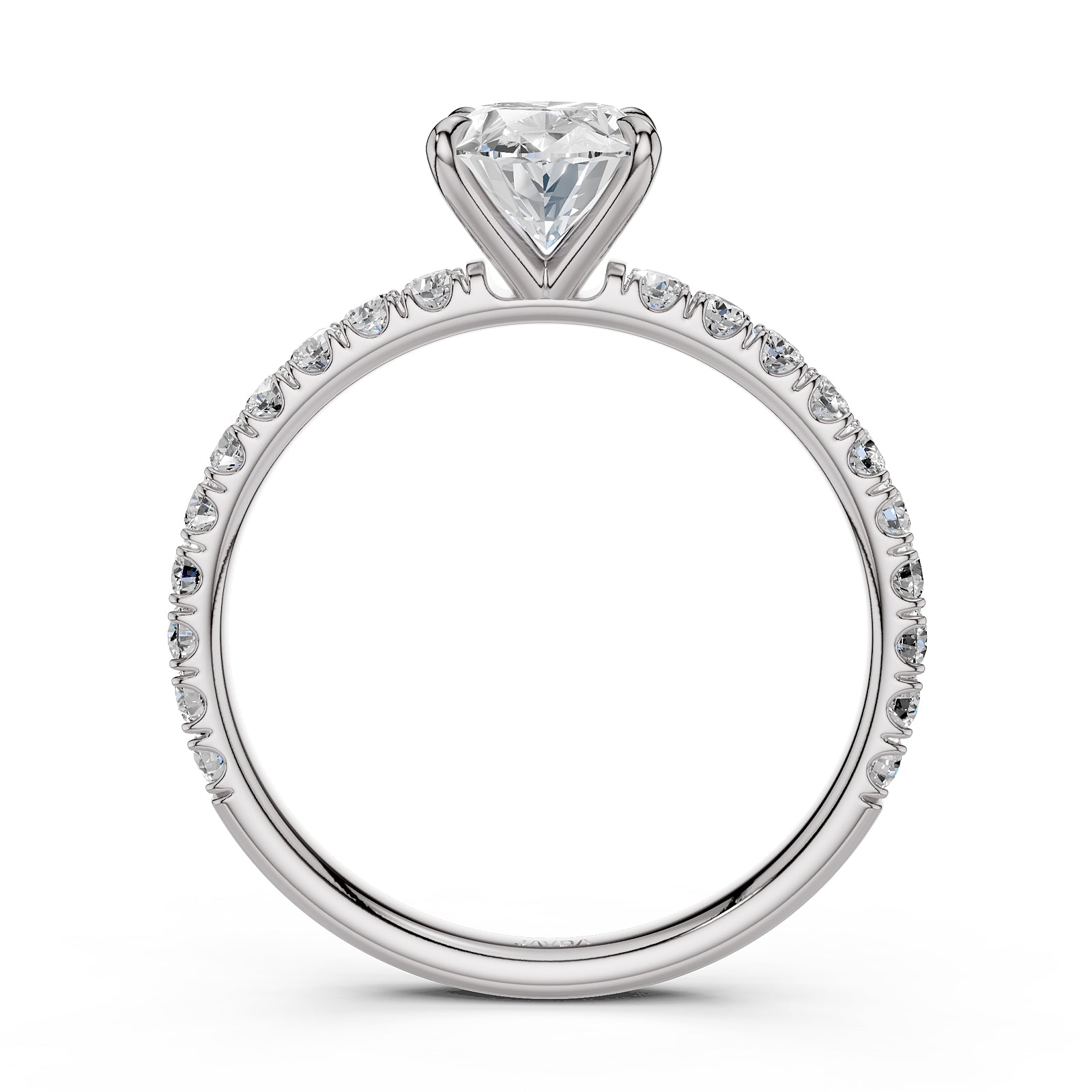 Oval Lab Grown Diamond Engagement French U Cut Pave Setting Ring