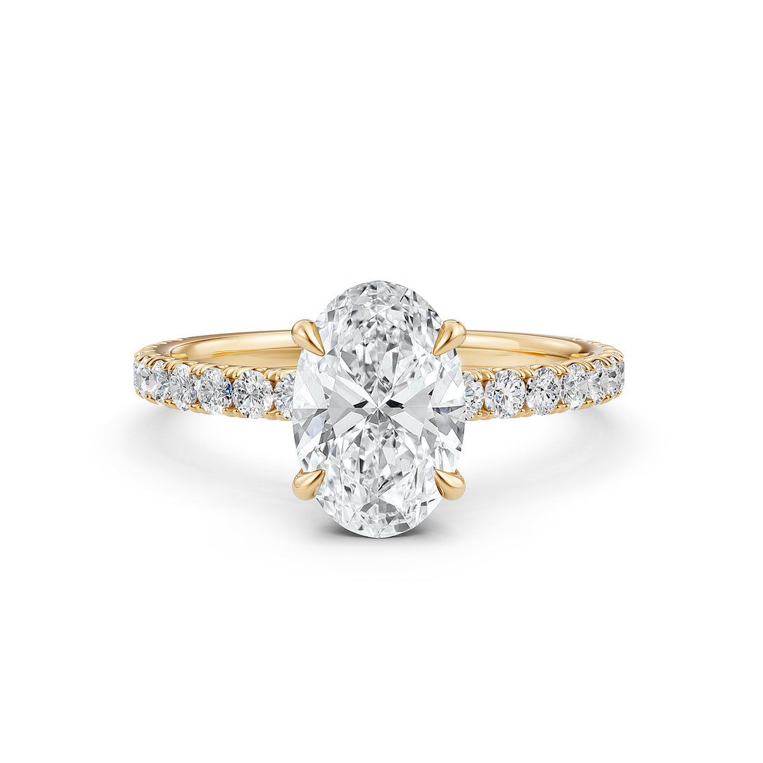 Oval Lab Grown Diamond Engagement French U Cut Pave Setting Ring