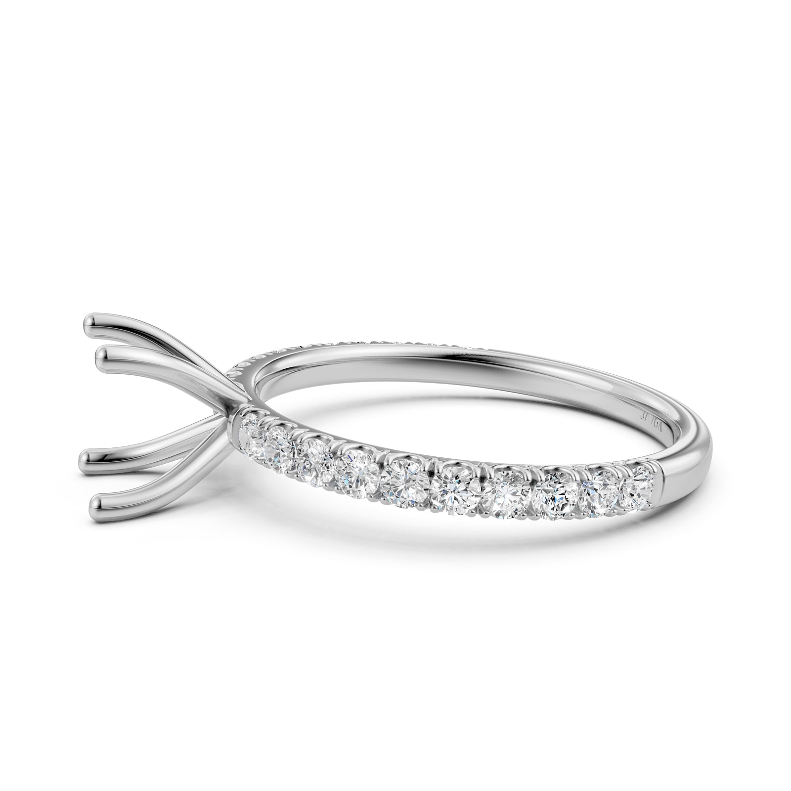 Round Lab Grown Diamond Engagement Prong Setting Ring Semi Mount 0.47 Ct.