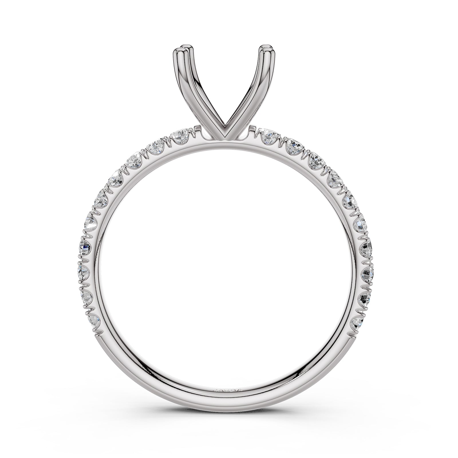 Round Lab Grown Diamond Engagement Prong Setting Ring Semi Mount 0.47 Ct.