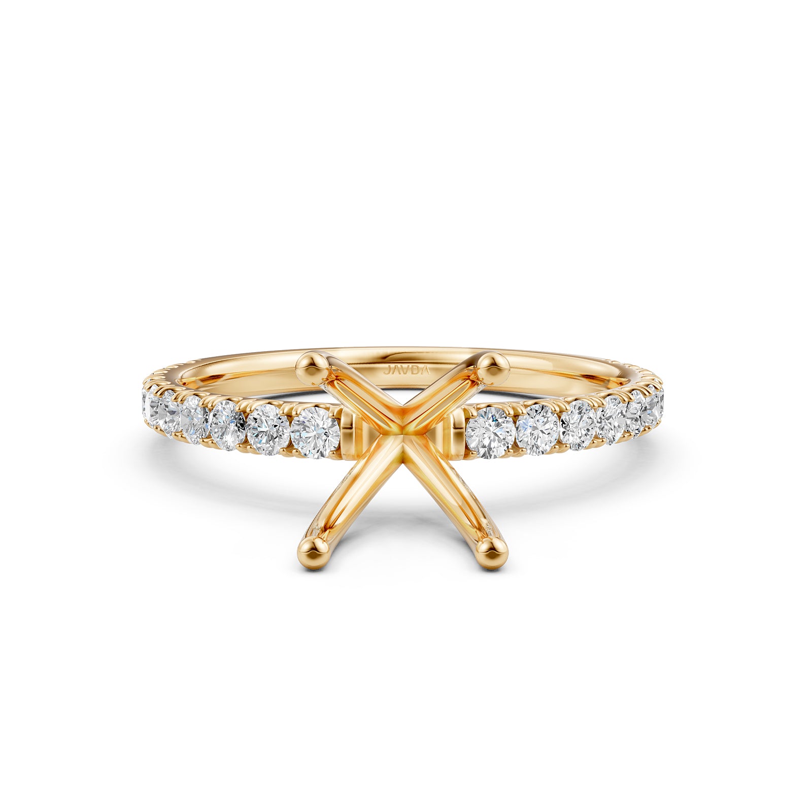 Round Lab Grown Diamond Engagement Prong Setting Ring Semi Mount 0.47 Ct.