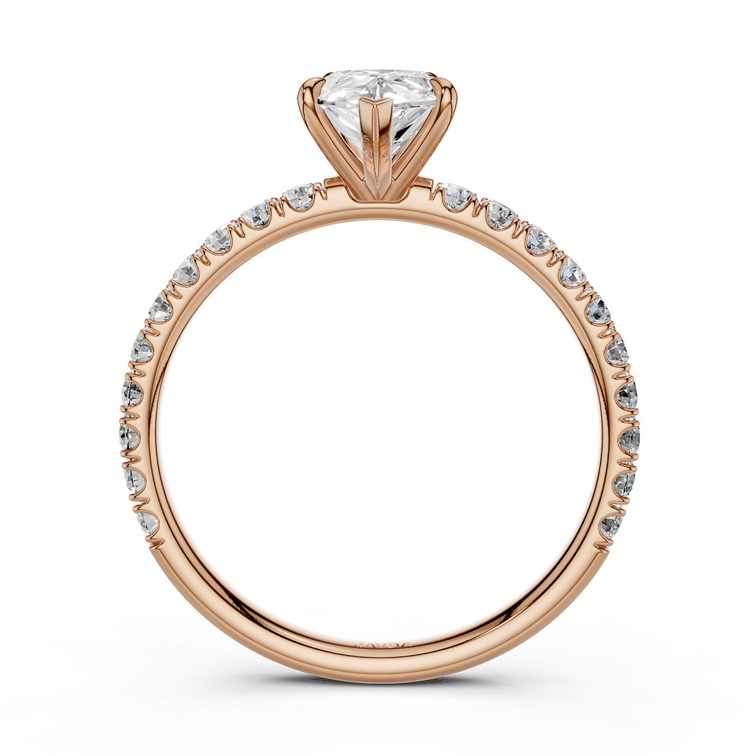Pear Lab Grown Diamond Engagement French U Cut Pave Setting Ring