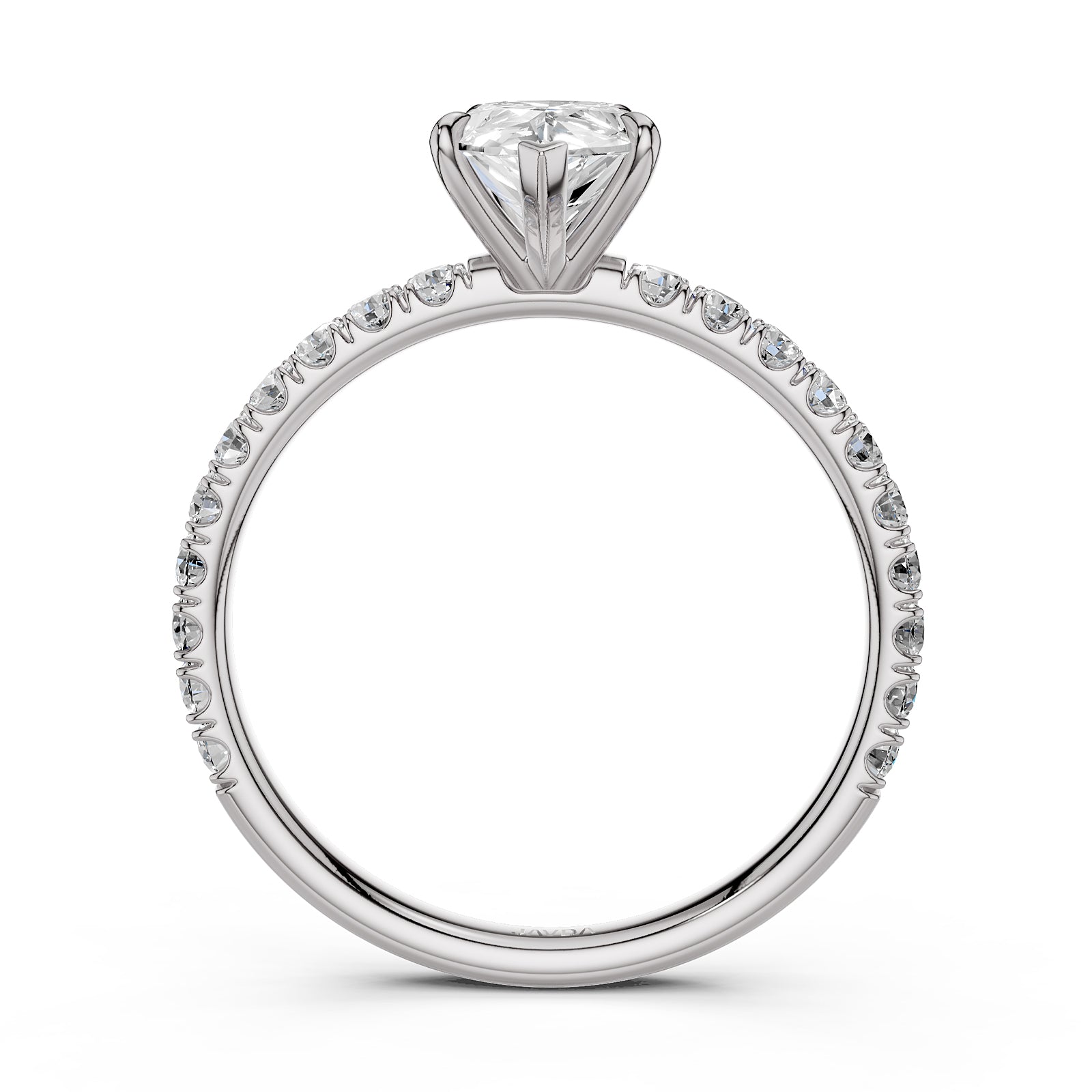 Pear Lab Grown Diamond Engagement French U Cut Pave Setting Ring