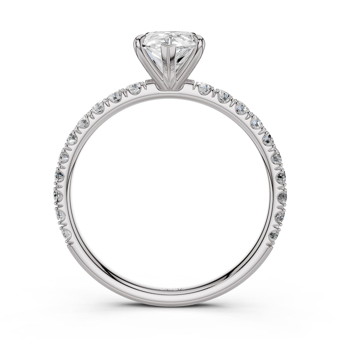 Pear Lab Grown Diamond Engagement French U Cut Pave Setting Ring