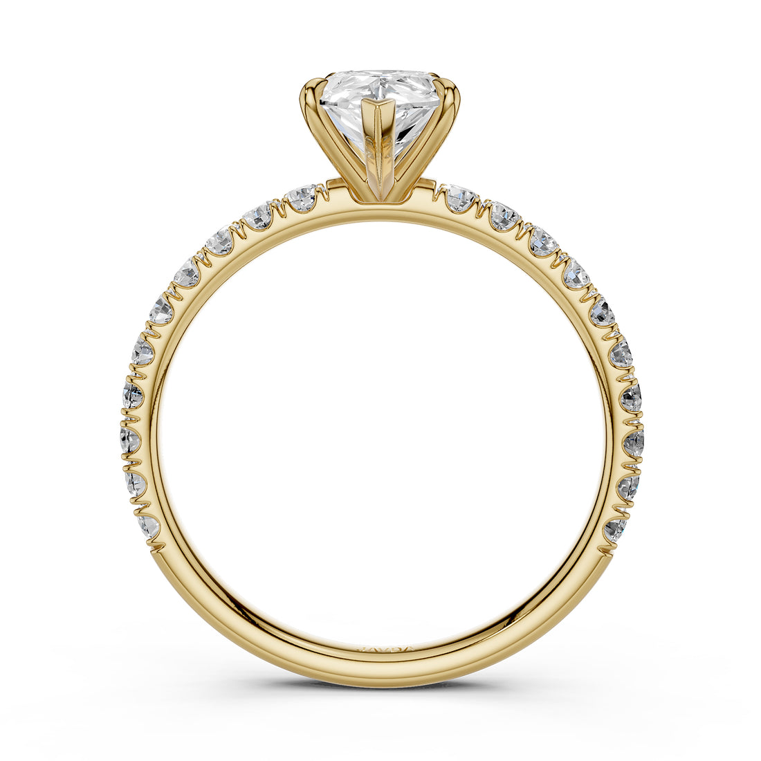 Pear Lab Grown Diamond Engagement French U Cut Pave Setting Ring