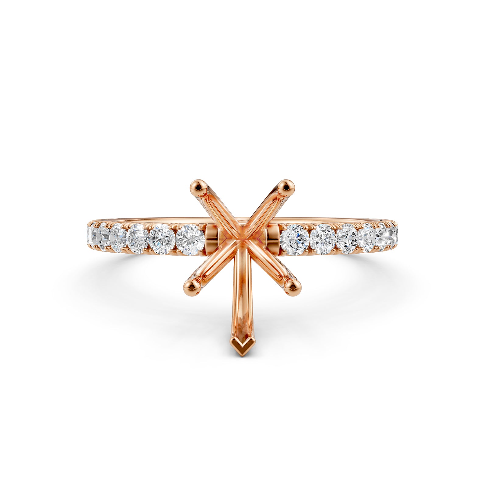 Round Lab Grown Diamond Engagement Prong Setting Ring Semi Mount 0.47 Ct.