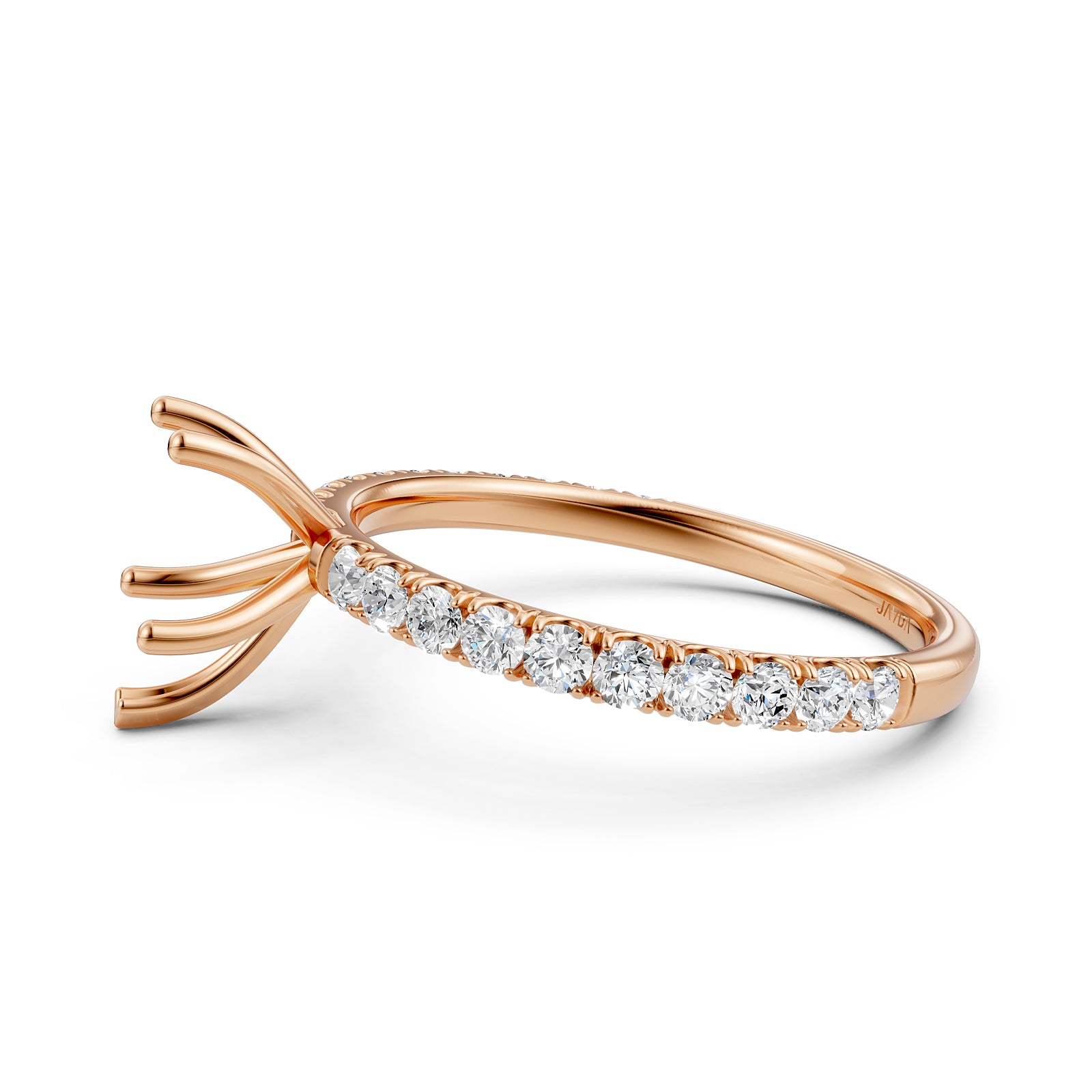 Round Lab Grown Diamond Engagement Prong Setting Ring Semi Mount 0.47 Ct.