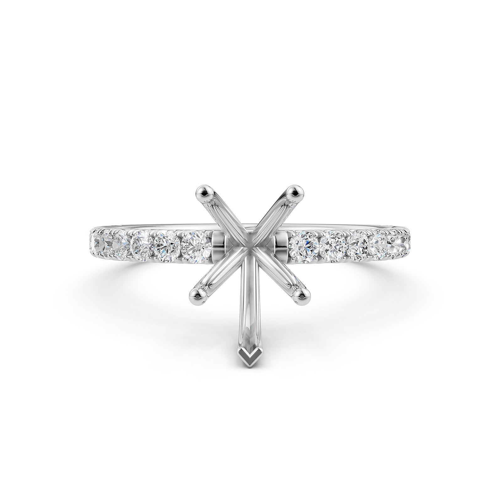 Round Lab Grown Diamond Engagement Prong Setting Ring Semi Mount 0.47 Ct.