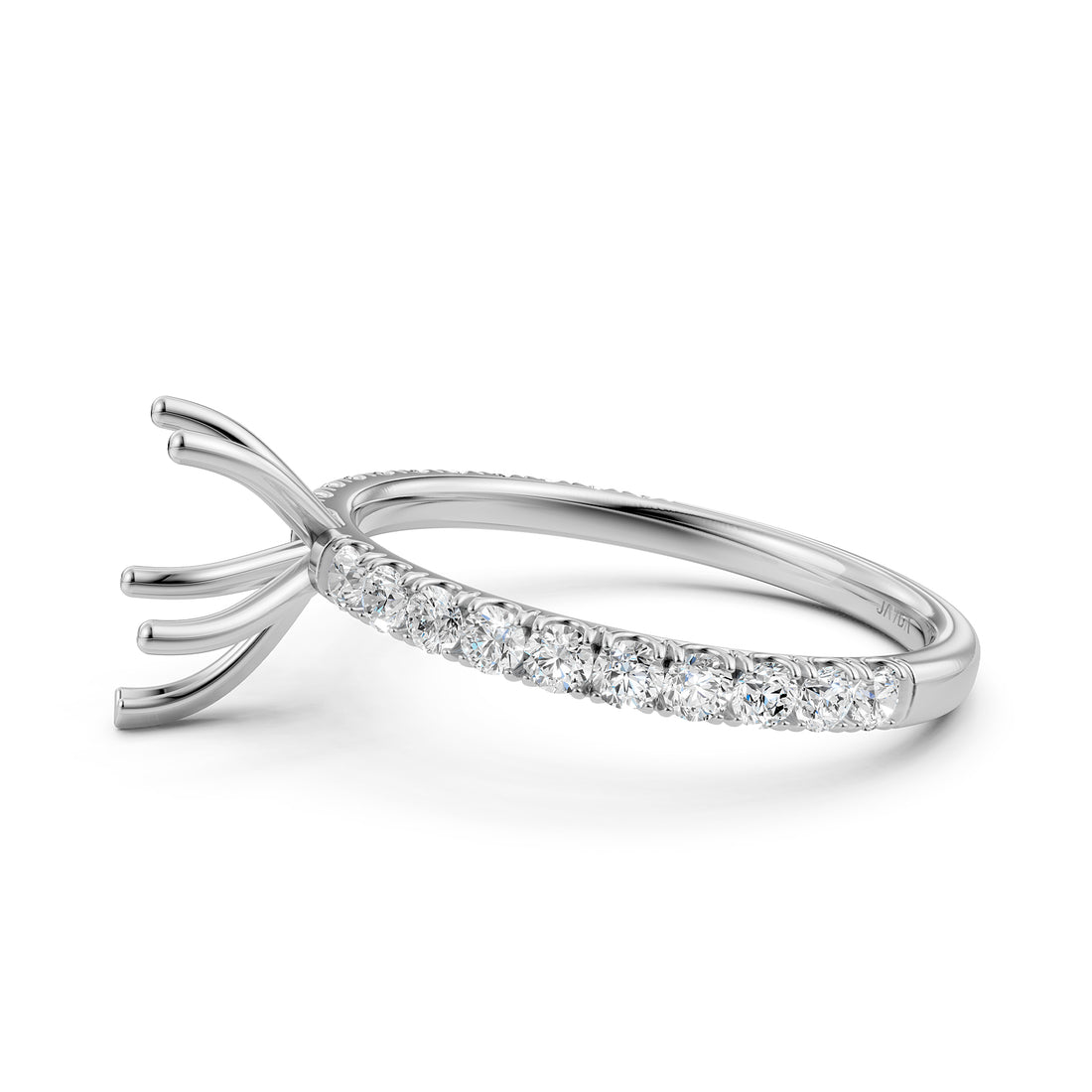 Round Lab Grown Diamond Engagement Prong Setting Ring Semi Mount 0.47 Ct.