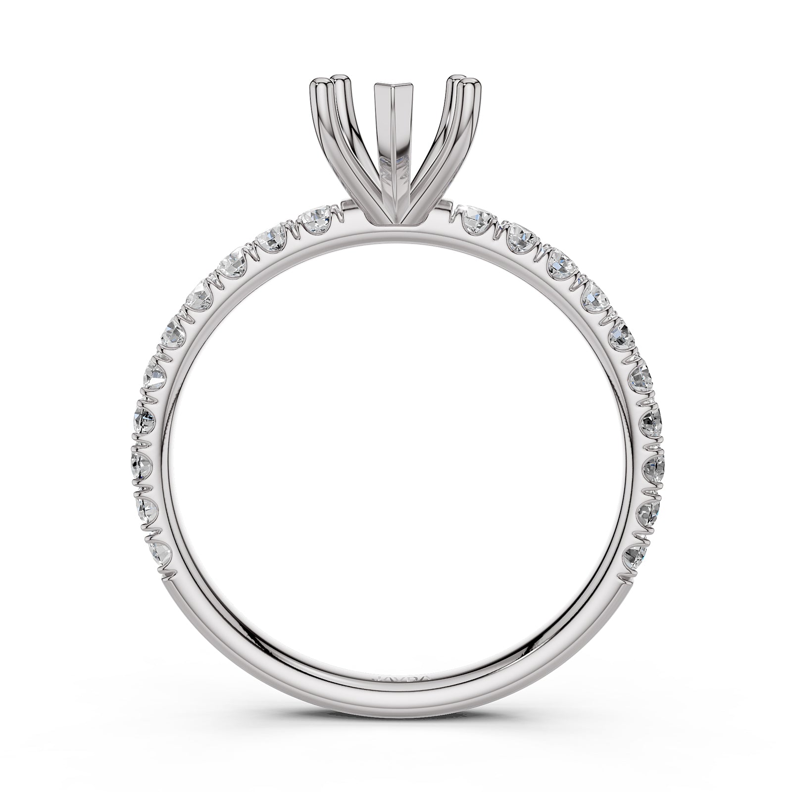 Round Lab Grown Diamond Engagement Prong Setting Ring Semi Mount 0.47 Ct.