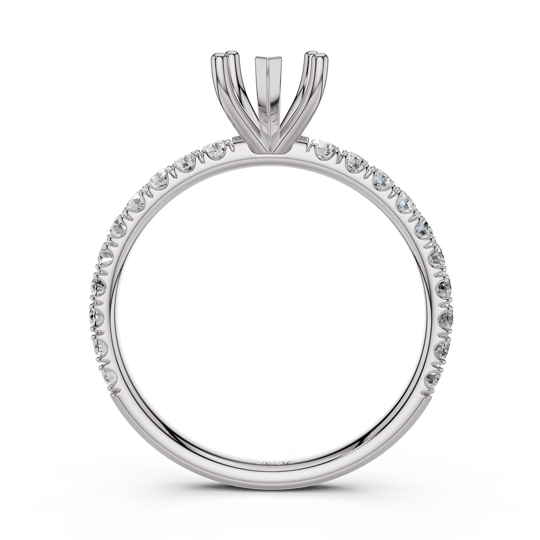 Round Lab Grown Diamond Engagement Prong Setting Ring Semi Mount 0.47 Ct.