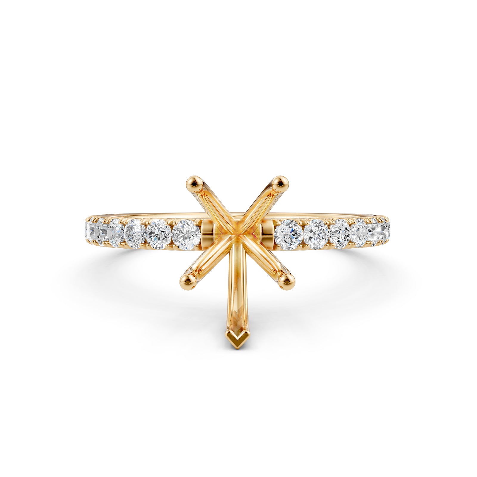 Round Lab Grown Diamond Engagement Prong Setting Ring Semi Mount 0.47 Ct.