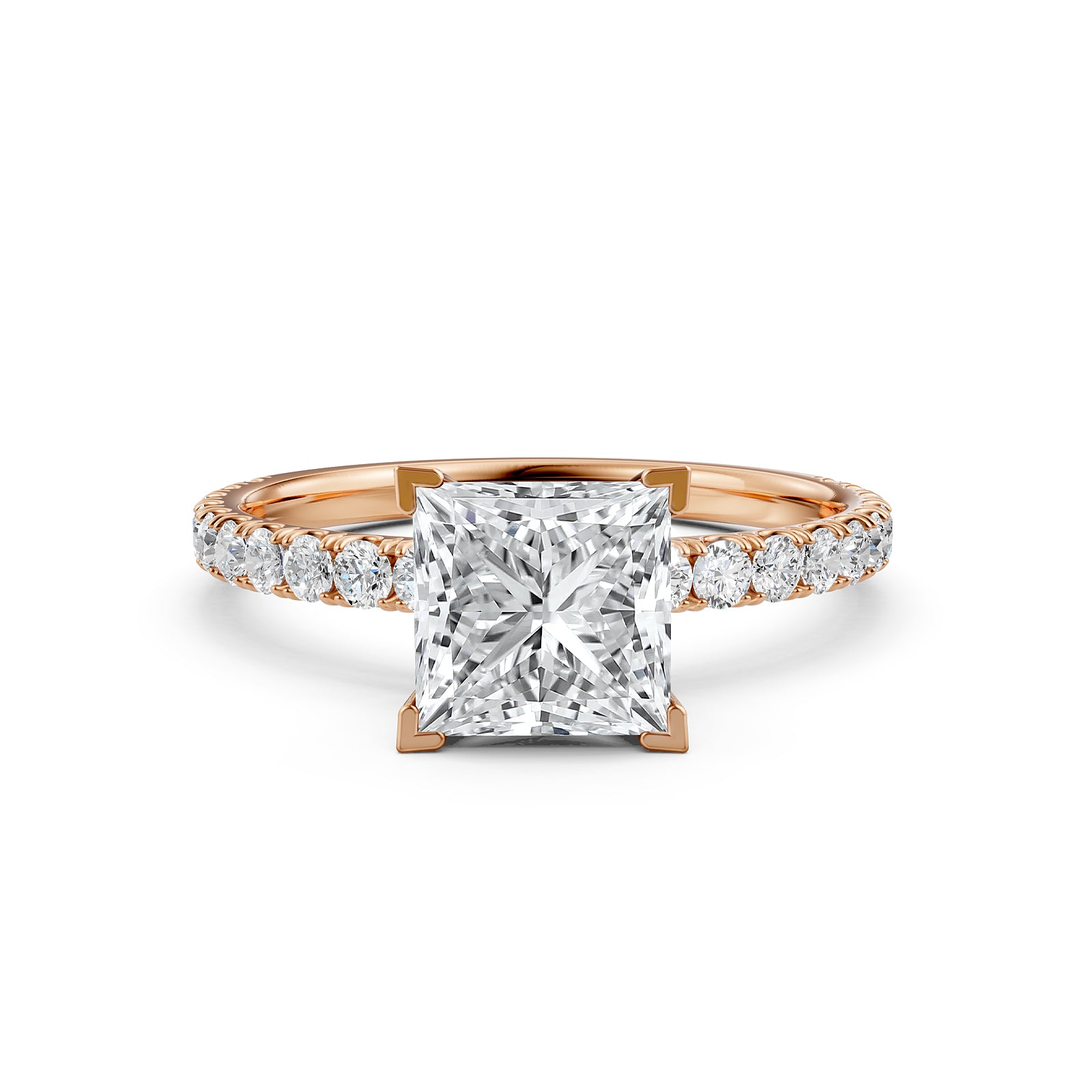 Princess Diamond Engagement U Cut Prong Setting Ring 14K White Gold