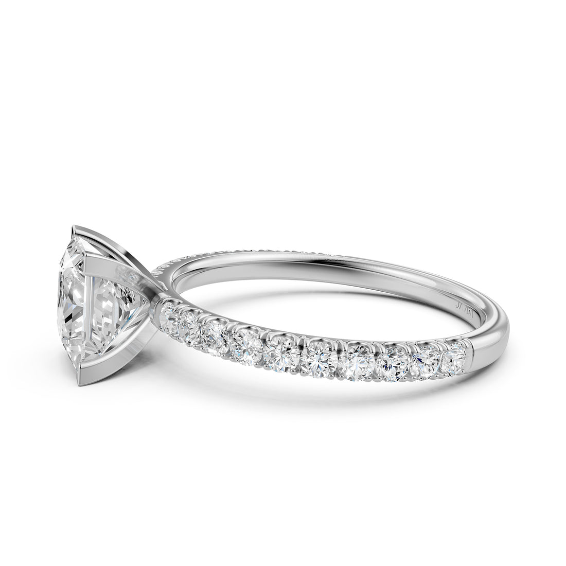 Princess Diamond Engagement U Cut Prong Setting Ring 14K White Gold