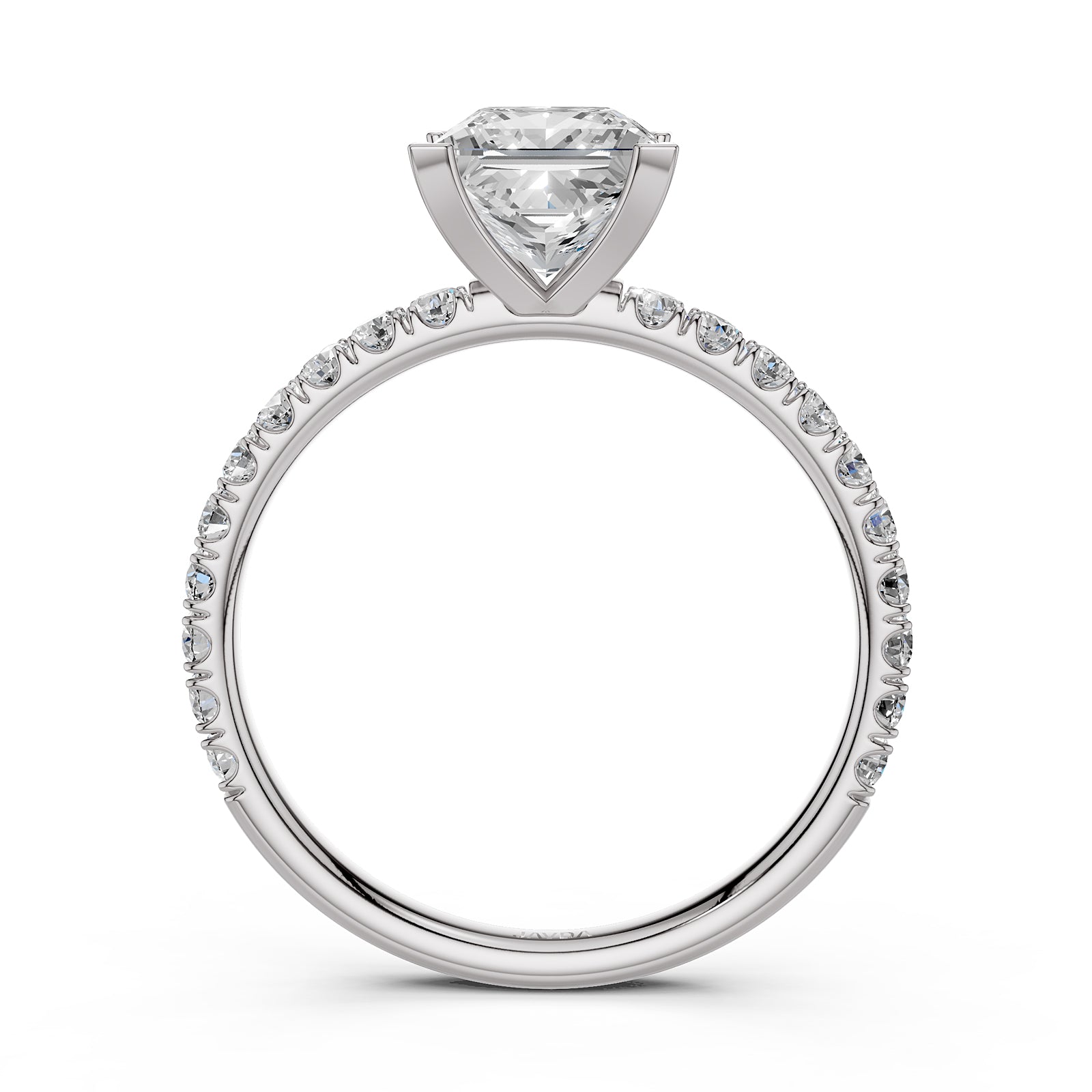 Princess Diamond Engagement U Cut Prong Setting Ring 14K White Gold