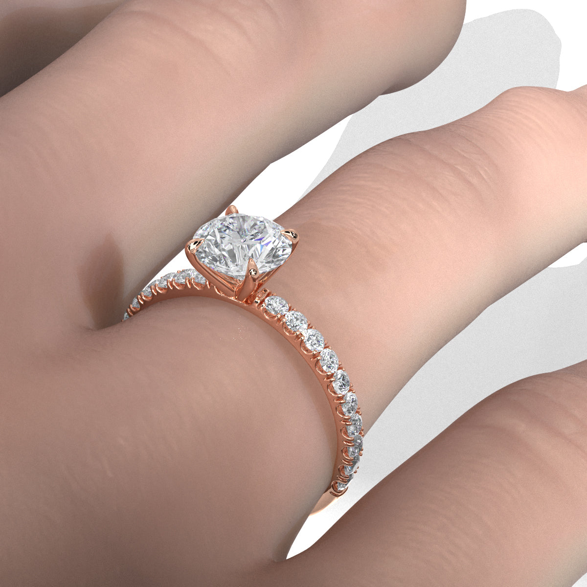 Round Lab Grown Diamond Engagement Prong Setting Ring IGI Certified 1.47 Ctw.