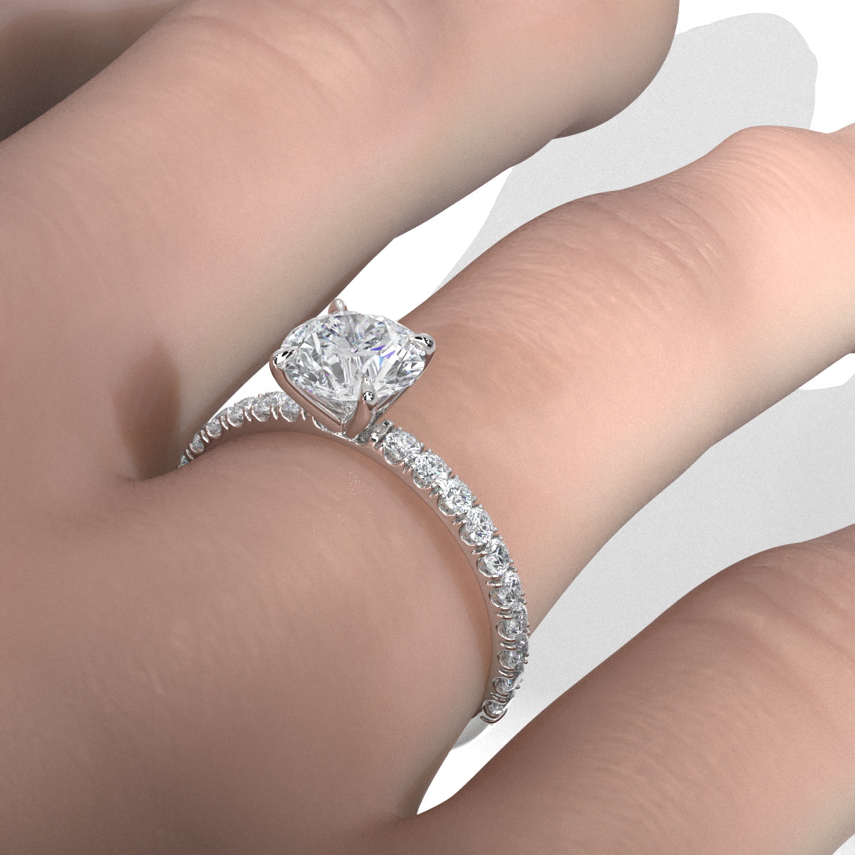 Round Lab Grown Diamond Engagement Prong Setting Ring IGI Certified 1.47 Ctw.