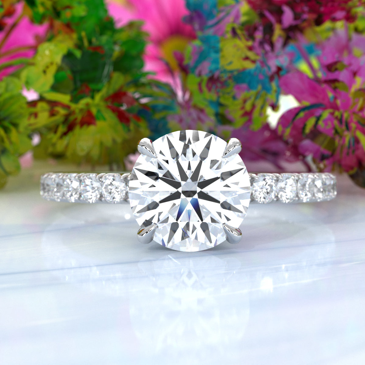 Round Lab Grown Diamond Engagement Prong Setting Ring IGI Certified 1.47 Ctw.