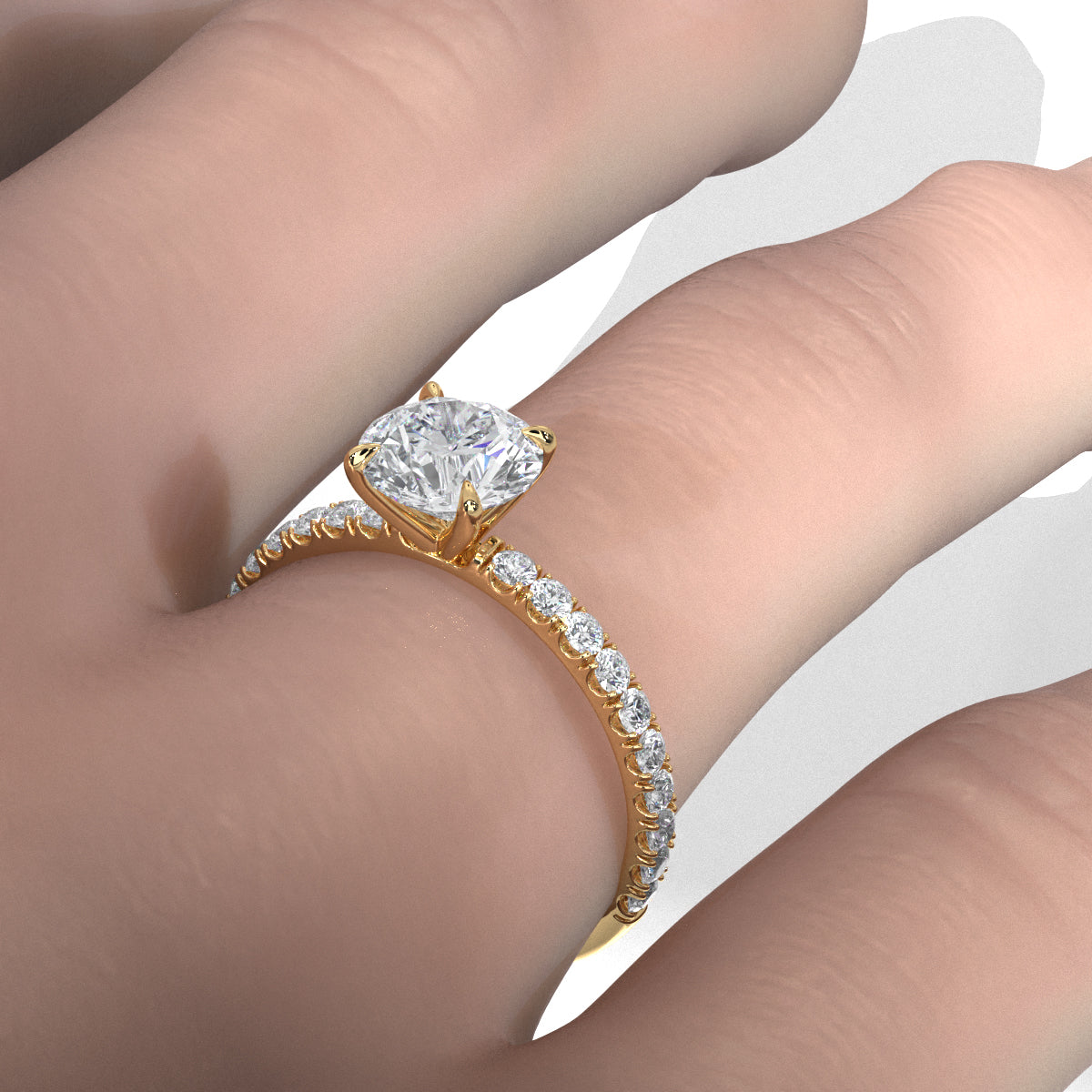 Round Lab Grown Diamond Engagement Prong Setting Ring IGI Certified 1.47 Ctw.