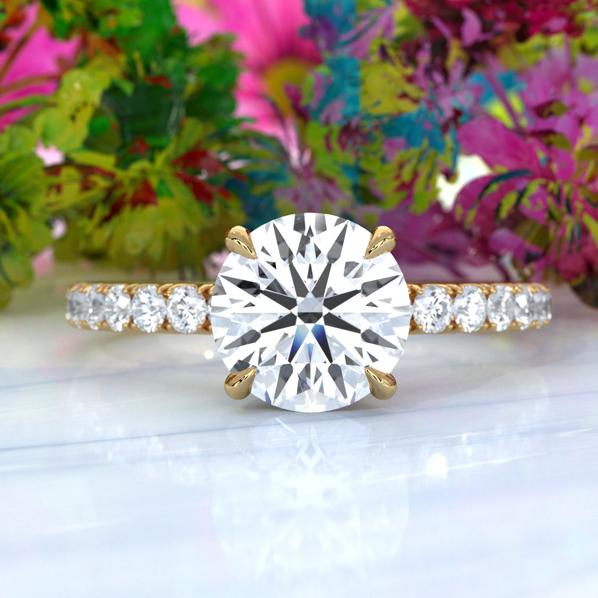 Round Lab Grown Diamond Engagement Prong Setting Ring IGI Certified 1.47 Ctw.
