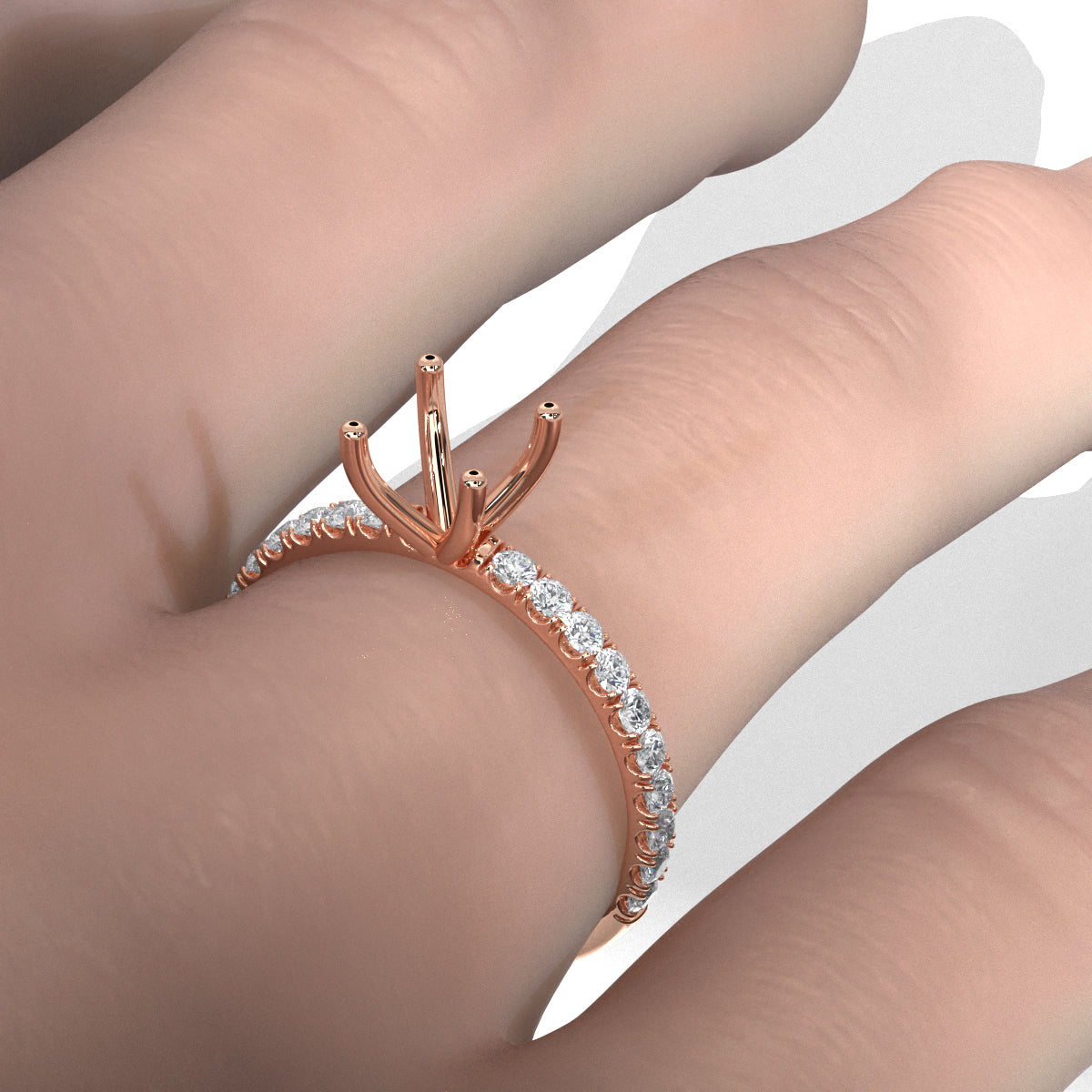 Round Lab Grown Diamond Engagement Prong Setting Ring Semi Mount 0.47 Ct.