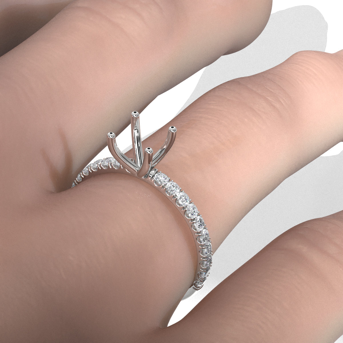 Round Lab Grown Diamond Engagement Prong Setting Ring Semi Mount 0.47 Ct.