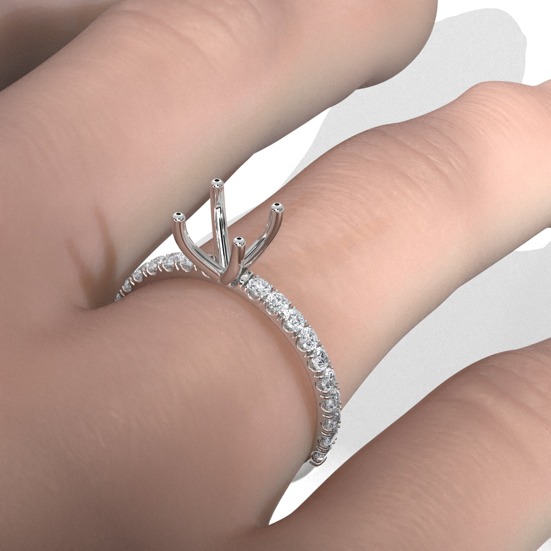 Round Lab Grown Diamond Engagement Prong Setting Ring Semi Mount 0.47 Ct.