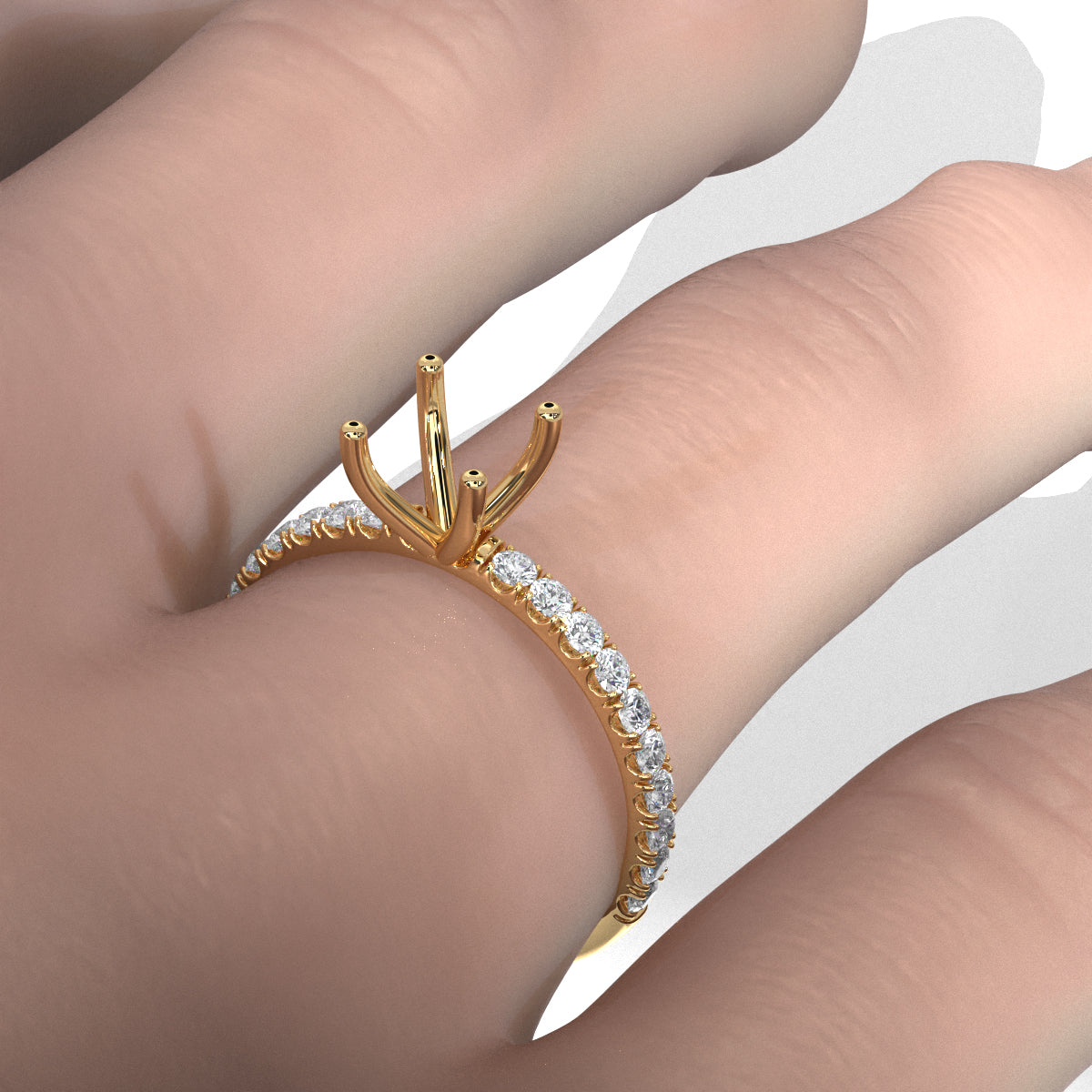 Round Lab Grown Diamond Engagement Prong Setting Ring Semi Mount 0.47 Ct.