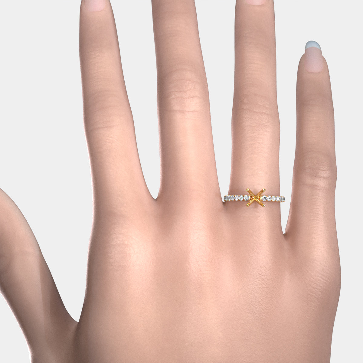 Round Lab Grown Diamond Engagement Prong Setting Ring Semi Mount 0.47 Ct.