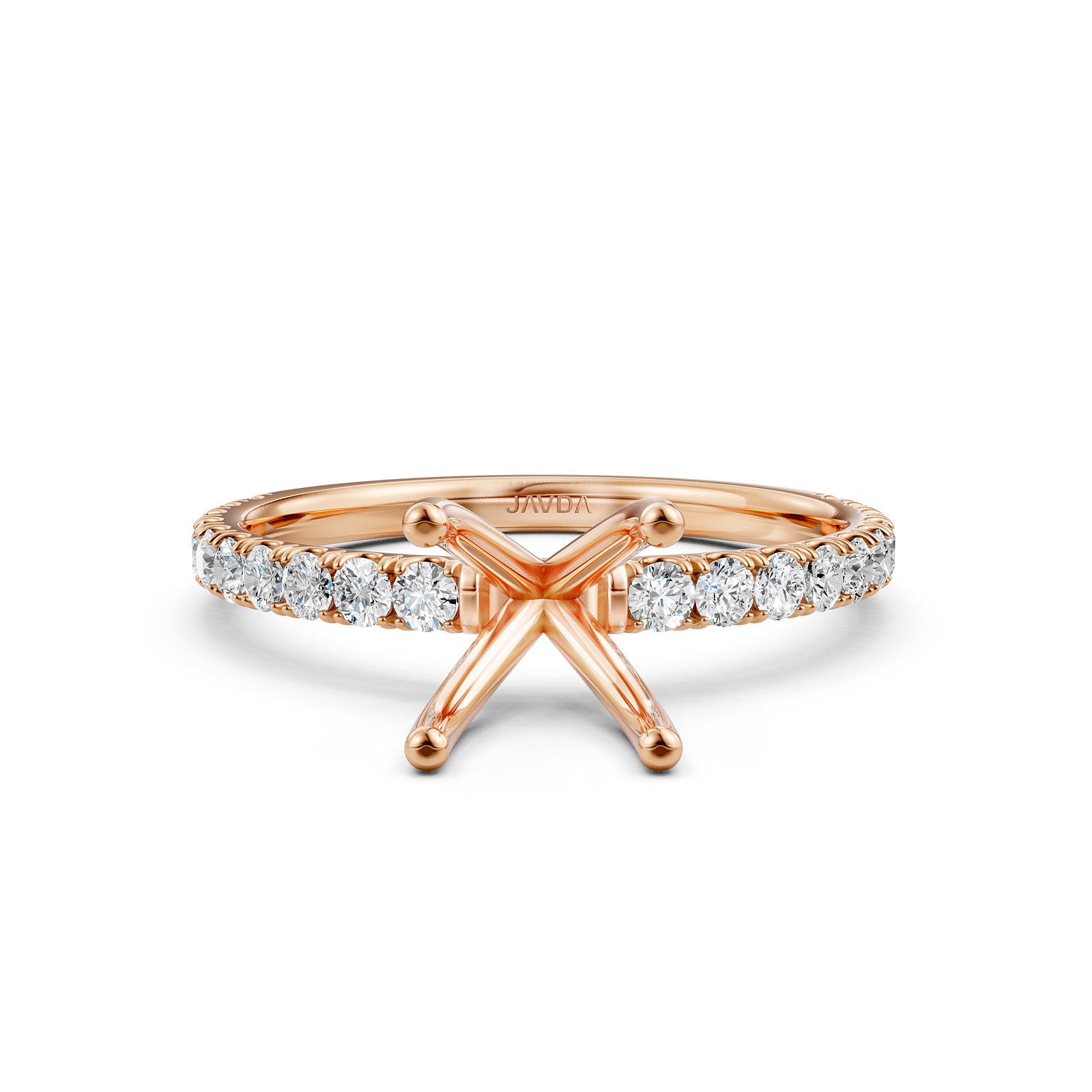 Round Lab Grown Diamond Engagement Prong Setting Ring Semi Mount 0.47 Ct.