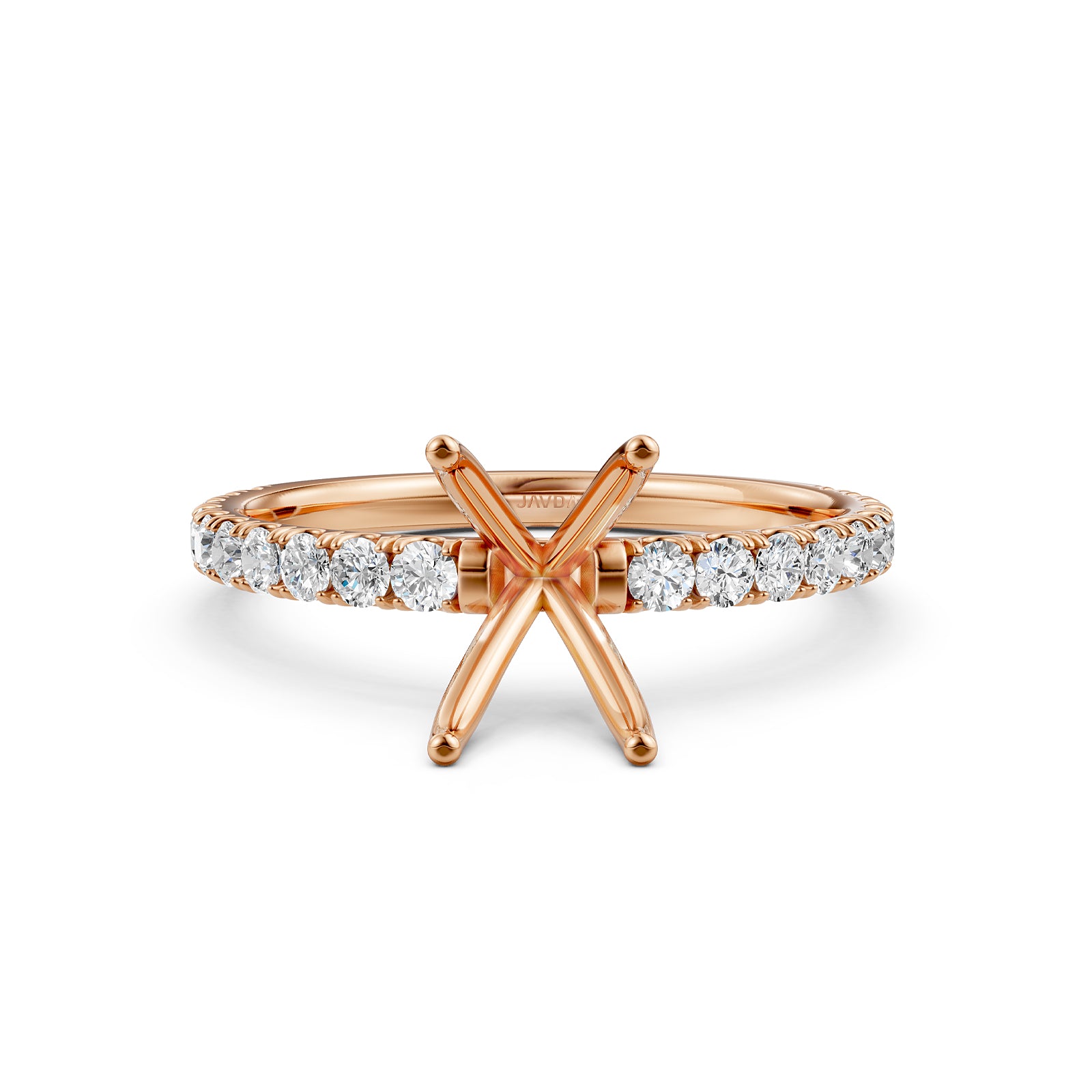 Round Lab Grown Diamond Engagement Prong Setting Ring Semi Mount 0.47 Ct.