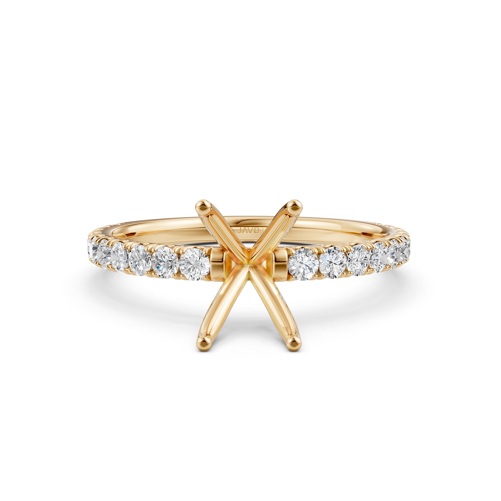 Round Lab Grown Diamond Engagement Prong Setting Ring Semi Mount 0.47 Ct.