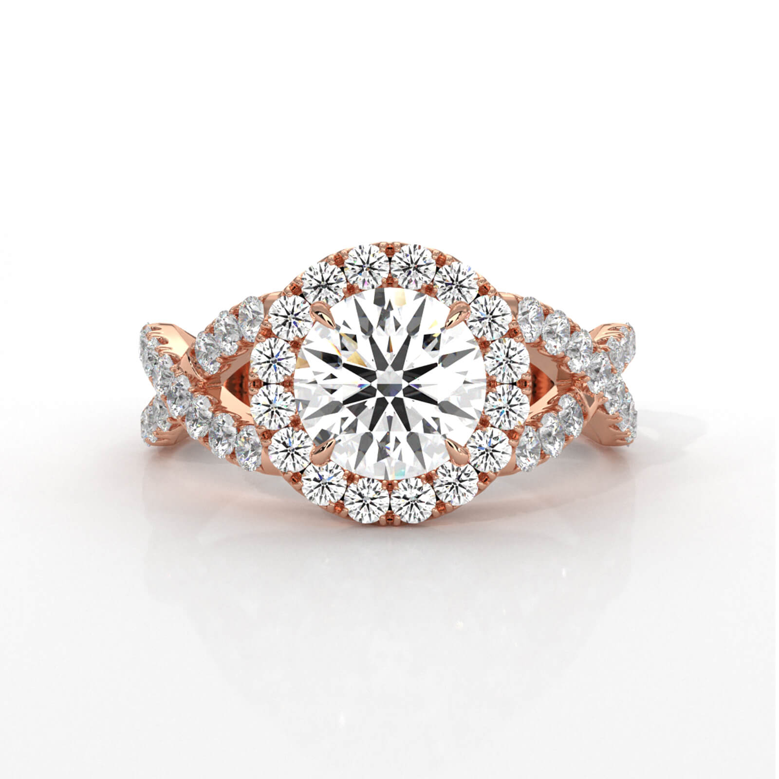 IGI Certified Round Diamond Lab Grown Engagement Ring Halo French U Cut Pave Set 1.90Ctw.