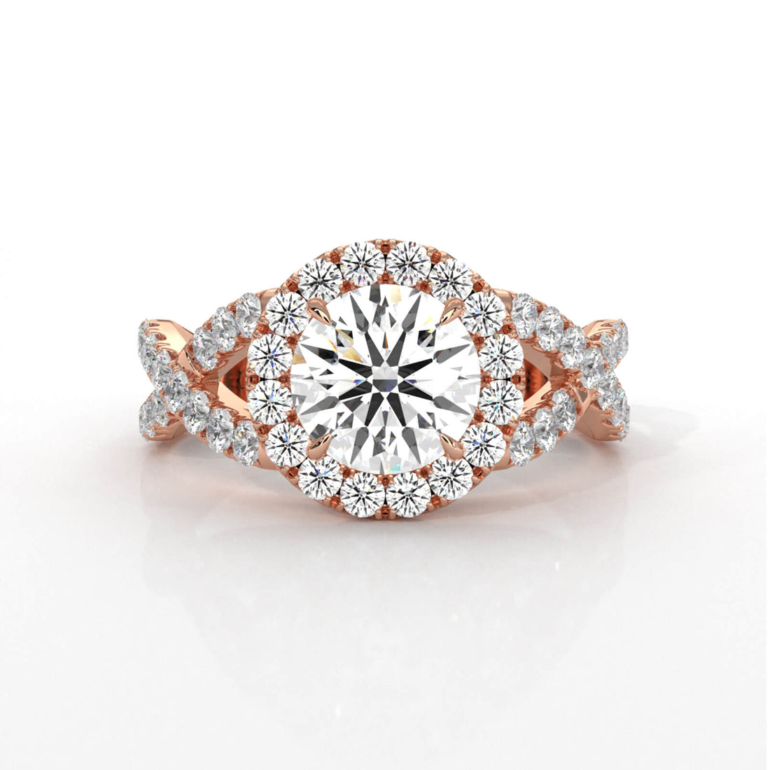 IGI Certified Round Diamond Lab Grown Engagement Ring Halo French U Cut Pave Set 1.90Ctw.