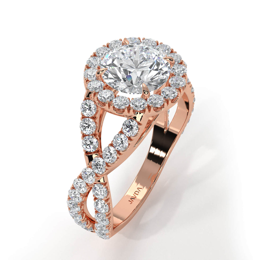 IGI Certified Round Diamond Lab Grown Engagement Ring Halo French U Cut Pave Set 1.90Ctw.