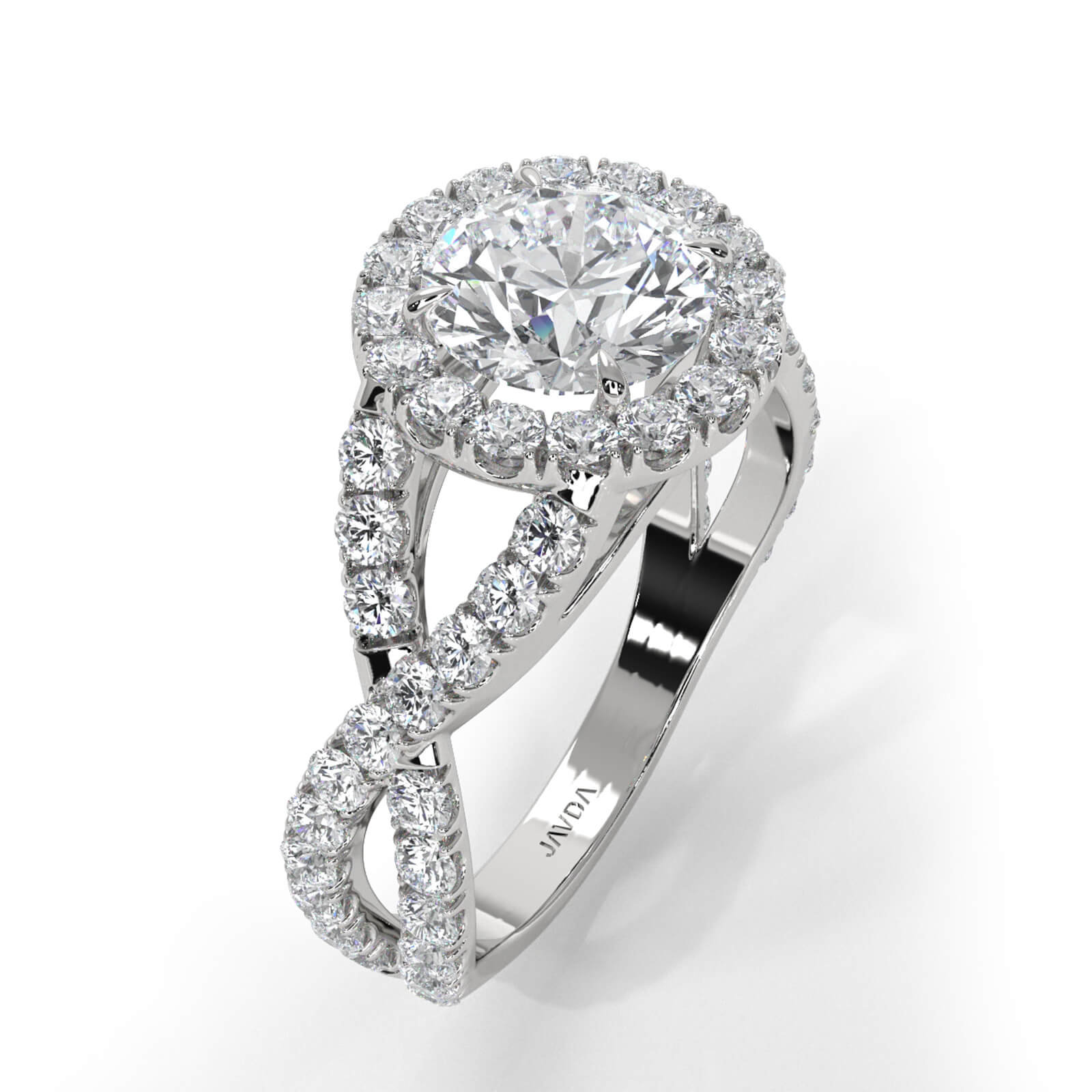 IGI Certified Round Diamond Lab Grown Engagement Ring Halo French U Cut Pave Set 1.90Ctw.