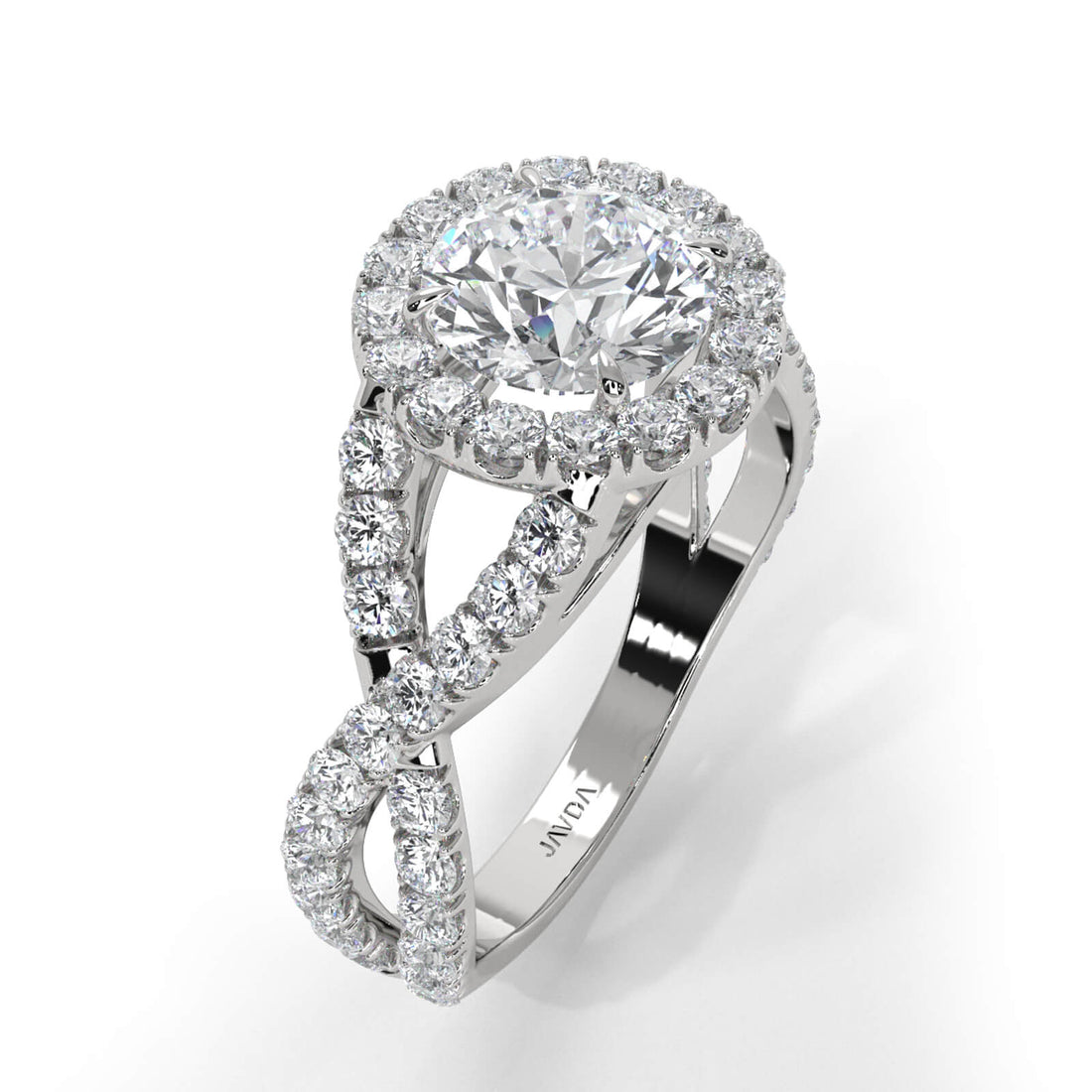 IGI Certified Round Diamond Lab Grown Engagement Ring Halo French U Cut Pave Set 1.90Ctw.