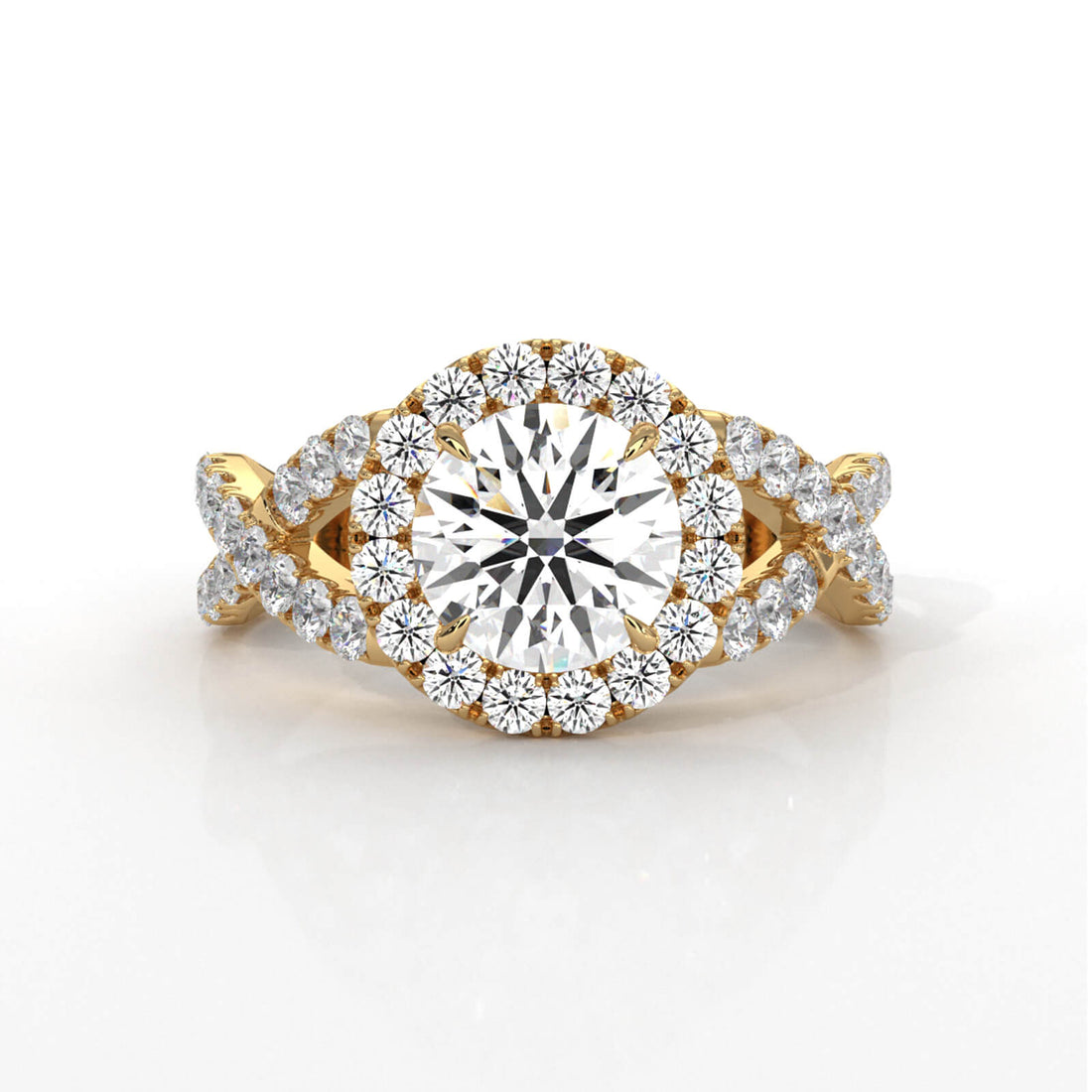 IGI Certified Round Diamond Lab Grown Engagement Ring Halo French U Cut Pave Set 1.90Ctw.