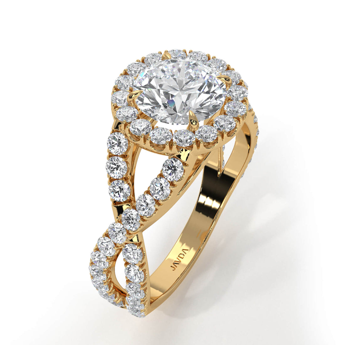 IGI Certified Round Diamond Lab Grown Engagement Ring Halo French U Cut Pave Set 1.90Ctw.