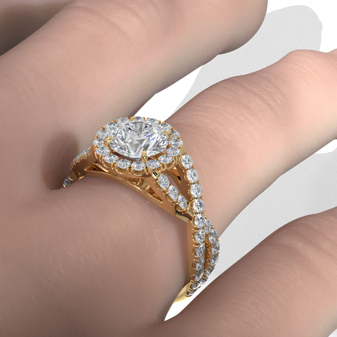 IGI Certified Round Diamond Lab Grown Engagement Ring Halo French U Cut Pave Set 1.90Ctw.